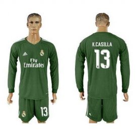 Real Madrid #13 K.Casilla Green Goalkeeper Long Sleeves Soccer Club Jersey
