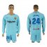 Barcelona #24 Mathieu Away Long Sleeves Soccer Club Jersey