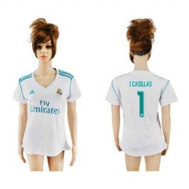 Womens Real Madrid #1 I.Casillas Home Soccer Club Jersey