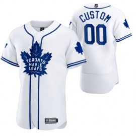 Toronto Maple Leafs Custom Mens 2020 NHL x MLB Crossover Edition Baseball Jersey White