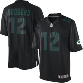 Nike Green Bay Packers #12 Aaron Rodgers Black Mens Stitched NFL Impact Limited Jersey
