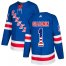 Adidas New York Rangers #1 Eddie Giacomin Royal Blue Home Authentic USA Flag Stitched NHL Jersey