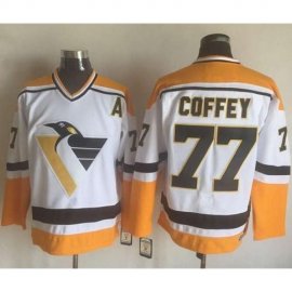 Pittsburgh Penguins #77 Paul Coffey White/Yellow CCM Throwback Stitched NHL Jersey