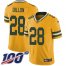 Nike Green Bay Packers #28 AJ Dillon Yellow Mens Stitched NFL Limited Rush 100th Season Jersey