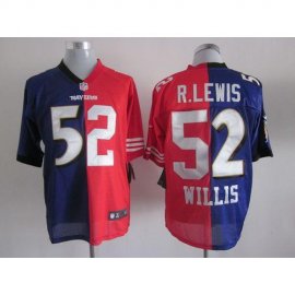 Nike Baltimore Ravens & San Francisco 49ers #52 Ray Lewis & Patrick Willis Purple/Red Mens Stitched NFL Mixture Elite Jersey