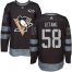 Adidas Pittsburgh Penguins #58 Kris Letang Black 1917-2017 100th Anniversary Stitched NHL Jersey