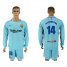 Barcelona #14 Mascherano Away Long Sleeves Soccer Club Jersey