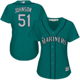 Seattle Mariners #51 Randy Johnson Green Alternate Womens Stitched MLB Jersey