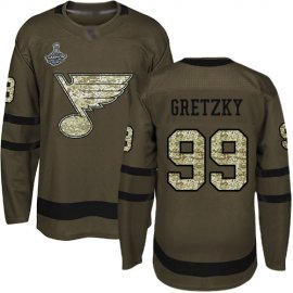 Adidas St. Louis Blues #99 Wayne Gretzky Green Salute to Service Stanley Cup Champions Stitched NHL Jersey