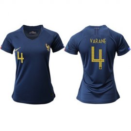 Womens France #4 Varane Home Soccer Country Jersey