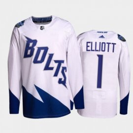 Adidas Tampa Bay Lightning #1 Brian Elliott Mens 2022 Stadium Series Authentic NHL Jersey – White Mens