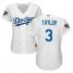 Los Angeles Dodgers #3 Chris Taylor White Home 2018 World Series Womens Stitched MLB Jersey