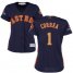 Houston Astros #1 Carlos Correa Navy Blue 2018 Gold Program Cool Base Womens Stitched MLB Jersey