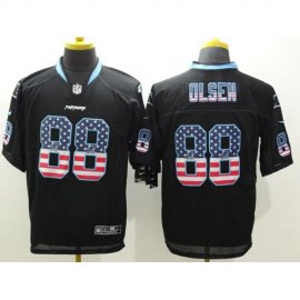 Nike Carolina Panthers #88 Greg Olsen Black Mens Stitched NFL Elite USA Flag Fashion Jersey