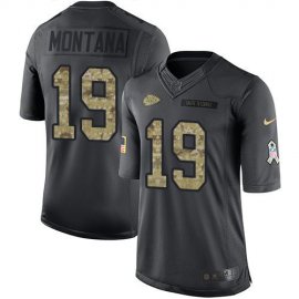 Nike Kansas City Chiefs #19 Joe Montana Black Mens Stitched NFL Limited 2016 Salute to Service Jersey