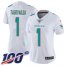 Nike Miami Dolphins #1 Tua Tagovailoa White Womens Stitched NFL 100th Season Vapor Untouchable Limited Jersey