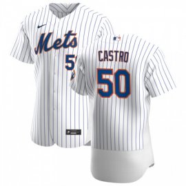 New York Mets #50 Miguel Castro Mens Nike White Home 2020 Authentic Player MLB Jersey
