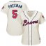 Atlanta Braves #5 Freddie Freeman Cream Alternate Womens Stitched MLB Jersey