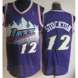 Utah Jazz 12 John Stockton Purple Mitchell and Ness Revolution 30 NBA Jerseys Cheap