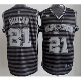 San Antonio Spurs 21 Tim Duncan Grey Whith Black Strip Revolution 30 Swingman NBA Jerseys Cheap
