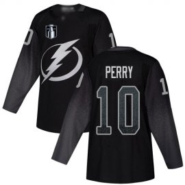 Adidas Tampa Bay Lightning #10 Corey Perry Black 2022 Stanley Cup Final Patch Alternate Authentic Stitched NHL Jersey Mens