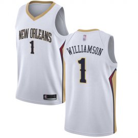 Pelicans #1 Zion Williamson White Youth Basketball Swingman Association Edition Jersey