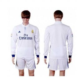 Real Madrid Blank White Home Long Sleeves Soccer Club Jersey