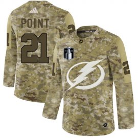 Adidas Tampa Bay Lightning #21 Brayden Point Camo 2022 Stanley Cup Final Patch Authentic Stitched NHL Jersey Mens