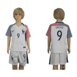 France #9 Giroud Away Kid Soccer Country Jersey