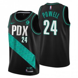 Nike Portland Trail Blazers #24 Norman Powell Mens 2022-23 City Edition NBA Jersey – Cherry Blossom Black Mens