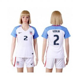 Womens USA #2 Yedlin Home Soccer Country Jersey