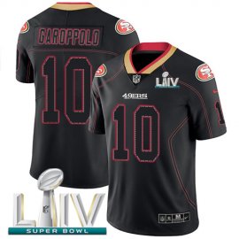 Nike San Francisco 49ers #10 Jimmy Garoppolo Lights Out Black Super Bowl LIV 2020 Mens Stitched NFL Limited Rush Jersey