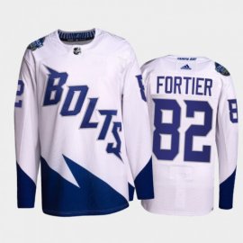 Adidas Tampa Bay Lightning #82 Gabriel Fortier Mens 2022 Stadium Series Authentic NHL Jersey – White Mens