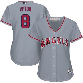 Los Angeles Angels #8 Justin Upton Grey Road Womens Stitched MLB Jersey