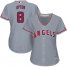 Los Angeles Angels #8 Justin Upton Grey Road Womens Stitched MLB Jersey