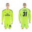 Real Madrid #31 R.Yanez Shiny Green Goalkeeper Long Sleeves Soccer Club Jersey