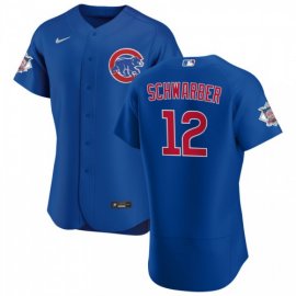 Chicago Cubs #12 Kyle Schwarber Mens Nike Royal Alternate 2020 Authentic Player Jersey