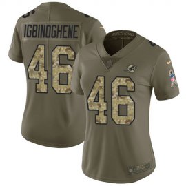 Nike Miami Dolphins #46 Noah Igbinoghene Olive/Camo Womens Stitched NFL Limited 2017 Salute To Service Jersey