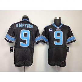 Nike Detroit Lions #9 Matthew Stafford Black Alternate With C Patch Mens Stitched NFL Elite Jersey