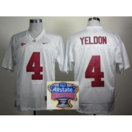 Alabama Crimson Tide 4 T.J Yeldon White College Football NCAA Jerseys 2014 All State Sugar Bowl Game Patch