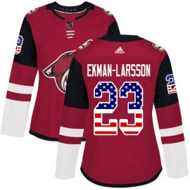 Adidas Arizona Coyotes #23 Oliver Ekman-Larsson Maroon Home Authentic USA Flag Womens Stitched NHL Jersey