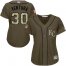 Kansas City Royals #30 Yordano Ventura Green Salute to Service Womens Stitched MLB Jersey
