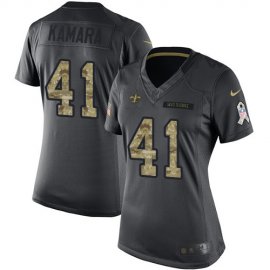 Nike New Orleans Saints #41 Alvin Kamara Black Womens Stitched NFL Limited 2016 Salute to Service Jersey