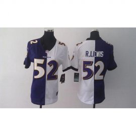 Nike Baltimore Ravens #52 Ray Lewis Purple/White Womens Stitched NFL Elite Split Jersey