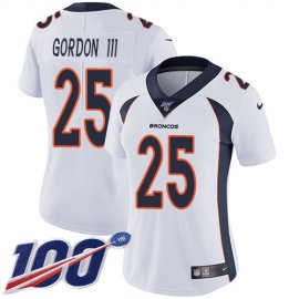Nike Denver Broncos #25 Melvin Gordon III White Womens Stitched NFL 100th Season Vapor Untouchable Limited Jersey