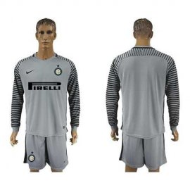 Inter Milan Blank Grey Goalkeeper Long Sleeves Soccer Club Jersey