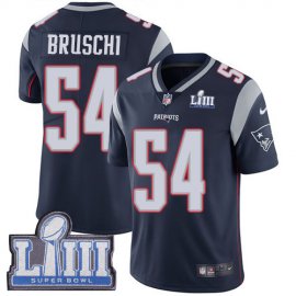 Nike New England Patriots #54 Tedy Bruschi Navy Blue Team Color Super Bowl LIII Bound Mens Stitched NFL Vapor Untouchable Limited Jersey