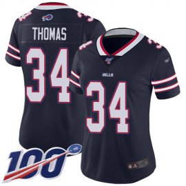 Nike Buffalo Bills #34 Thurman Thomas Navy Womens Stitched NFL Limited Inverted Legend 100th Season Jersey