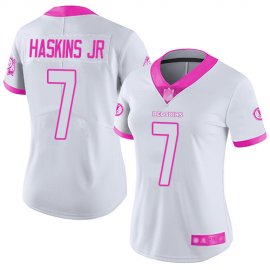 Nike Washington Football Team #7 Dwayne Haskins Jr White/Pink Womens Stitched NFL Limited Rush Fashion Jersey