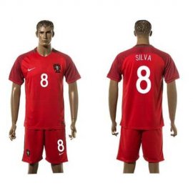 Portugal #8 Silva Home Soccer Country Jersey
